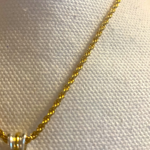 Vintage Avon Pave Rope Necklace with two tone removable Rhinestone Pendant - Picture 4 of 13